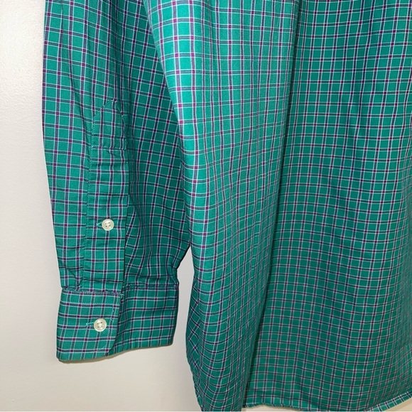 Ralph Lauren Vintage Button Shirt Men's Size Large Teal Green Pink Plaid Cotton - Picture 6 of 8